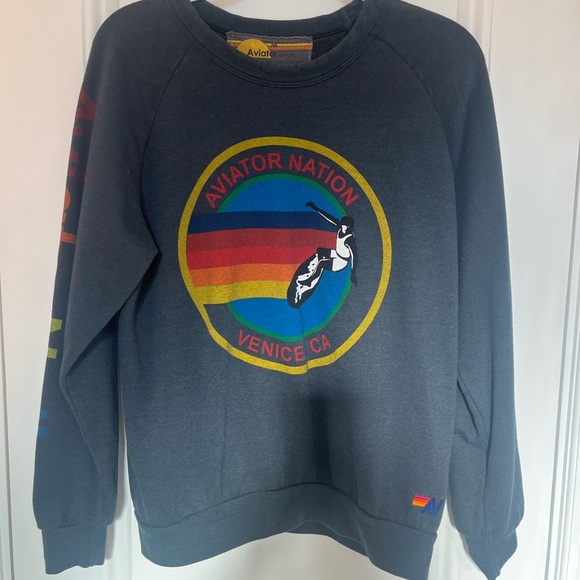 Aviator Nation Malibu Crewneck Sweatshirt-Charcoal - Picture 2 of 7